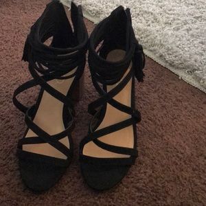 Xoxo strappy black block heels
